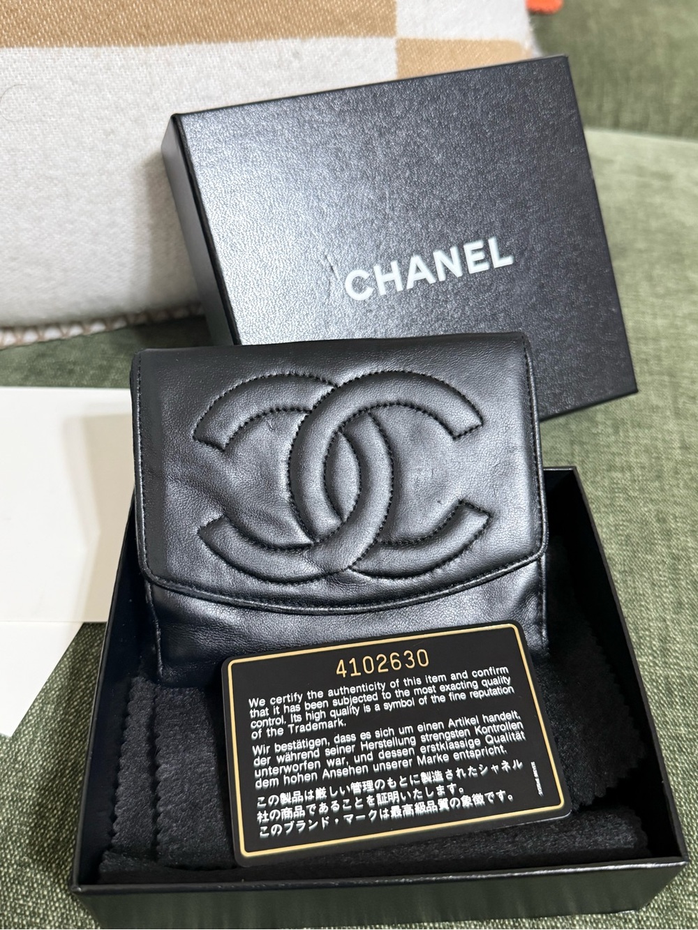 CHANEL Black Coco Mark Wallet Pre loved.